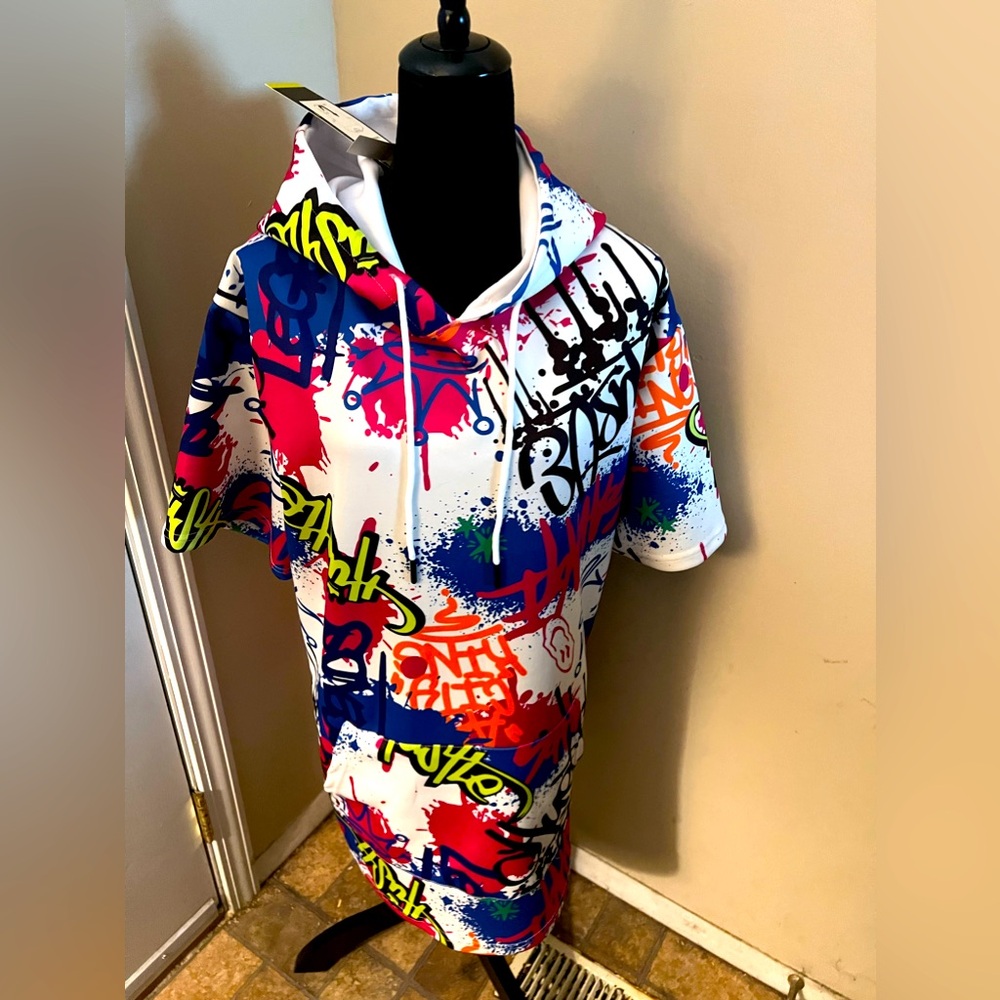 Colorful Graffiti style hoodie XL men’s, Sacred Crown brand new